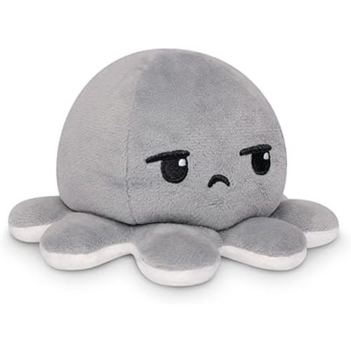 TeeTurtle - El pulpo de peluche reversible original - Ojos estrellados aburridos + arcoíris - Bonitos animales de peluche sensoriales que muestran tu estado de ánimo, 4 pulgadas