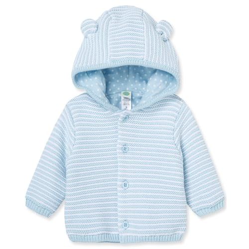 Little Me Baby Cardigan with Textured Bear Design, 100% Cotton Knit, Soft Infant Sweater for Boys and Girls, Sizes 3M-9M