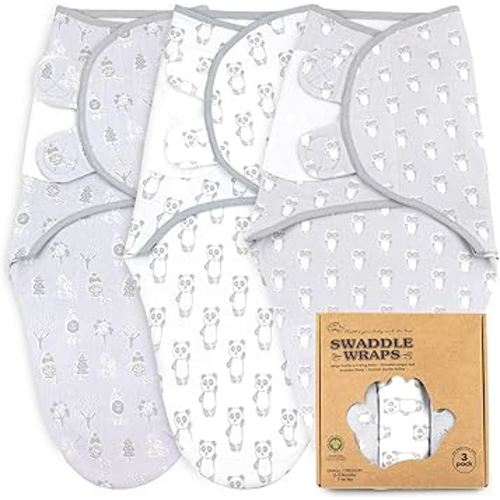 Bublo Baby Swaddles for Newborns – 3-Pack Infant Swaddles 0-3 Months – Adjustable Newborn Swaddle Sleep Sack – Soft Organic Cotton Baby Wrap for Safe & Cozy Sleep