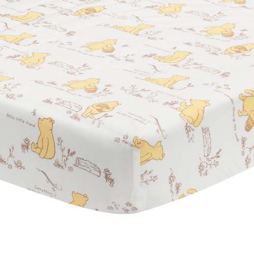 Disney Baby Storytime Pooh 100% Cotton Fitted Crib Sheet - White – Lambs & Ivy