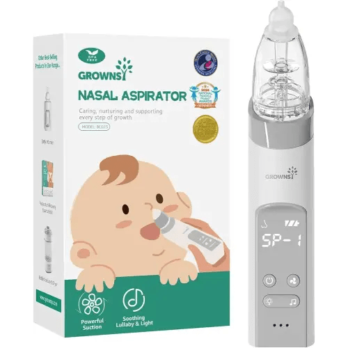 GROWNSY Nasal Aspirator for Baby, Electric Baby Nose Sucker with Larger Suction Chamber and More Powerful Suction, Automatic Nose Cleaner with Music and Light Soothing Function