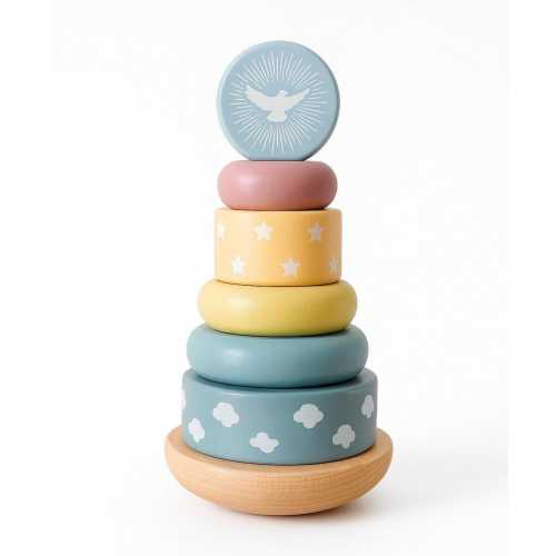 Holy Spirit Tower - Wooden Ring Stacker, Catholic Toy,  Educational Toy, Christian Baby toys, Christian Baby Gift, Montessori baby, Baby Toy