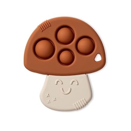 Itzy Ritzy Sensory Popper Toy for Babies - Itzy Pop Features Raised Textures to Soothe Sore Gums, Relieve Stress & Improve Motor Skills - Baby & Toddler Fidget Toy for 3 Months & Up (Mushroom)