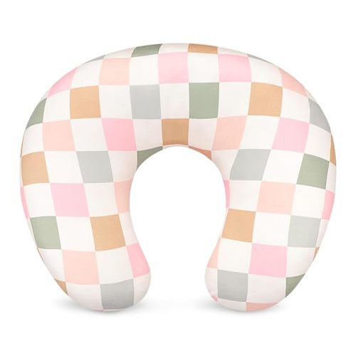 DILIMI Nursing Pillow Cover, Stretchy Removable Case for Breastfeeding Pillows, Ultra Soft Comfortable Slipcover for Baby Girl and Boy, Colorful Checkerboard