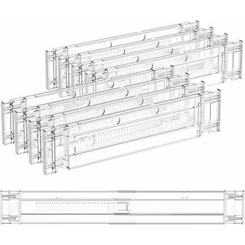 Yieach 8 Pack Clear Expandable Deep Drawer Separators From 15 to 21'' - 3.2 Inch Tall Acrylic Drawer Dividers for Clothes,Dresser Drawer Dividers for Dresser,Baby Nursery,Clothing,Sock or Underwear