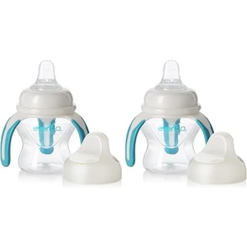Evenflo Feeding Soft-flo Trainer Sippy Cup with Handle for Growing Baby and Toddler - Clear, 5 Ounce (Pack of 2)