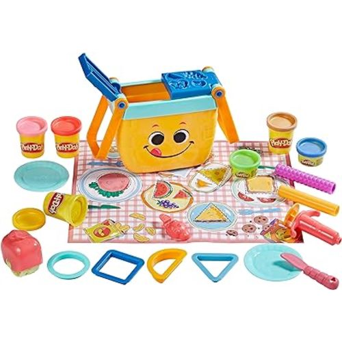 Play-Doh Picnic Shapes Starter Set, Preschool Toys for 3 Year Old Girls & Boys, Play Food, 12 Tools & 6 Modeling Compound Colors