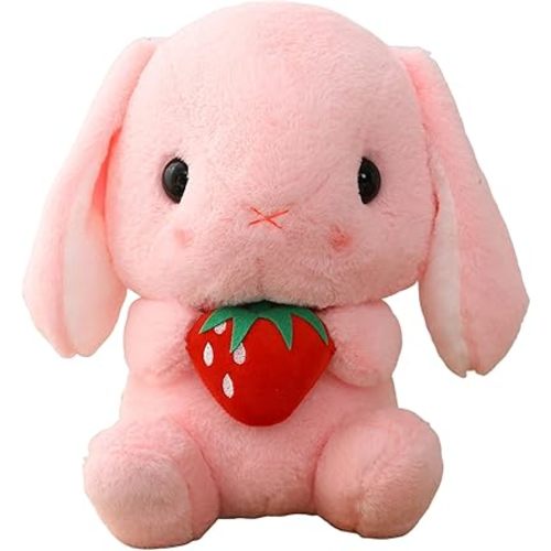 HOUPU Lop Bunny Plush 8.6in Pink Strawberry Stuffed Rabbit Gift