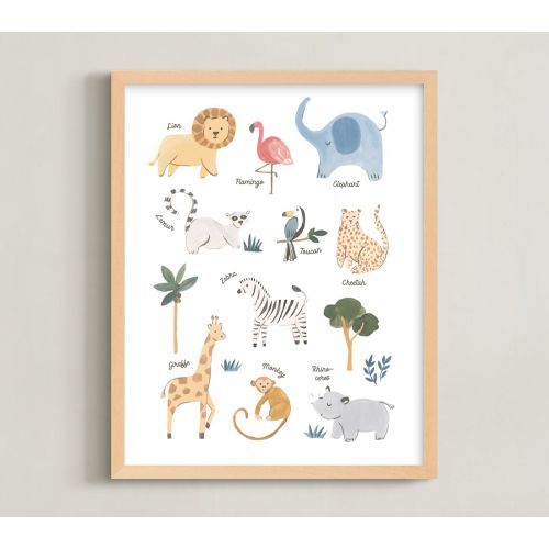 Minted® Safari Friends Animals Wall Art | Pottery Barn Kids