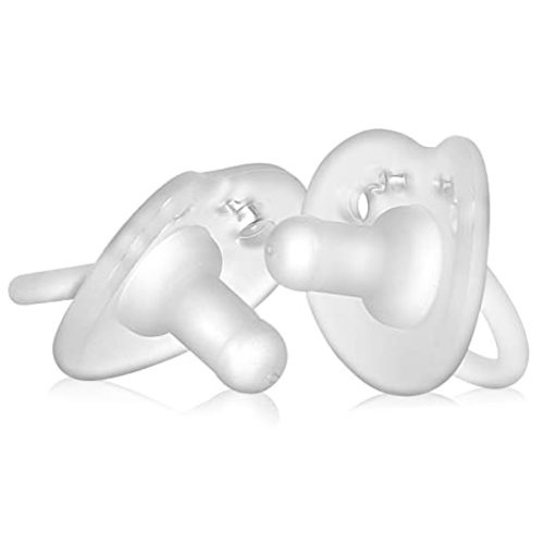 Evenflo Feeding Balance Plus Stage 1 Cylindrical Baby, Newborn and Infant Pacifier - Developed with Pediatric Feeding Specialists - 0 to 6 Months (Pack of 2) - 2 Count (Pack of 1) - Clear