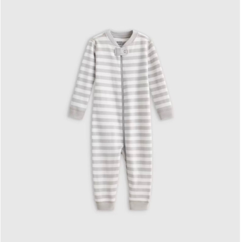 100% Organic Cotton One Piece Pajama - Baby in Gray Stripe