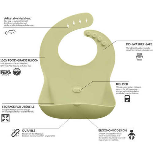 Ruby Wrapp Silicone Bibs, Grey & Sage Green - Abiie | Maisonette