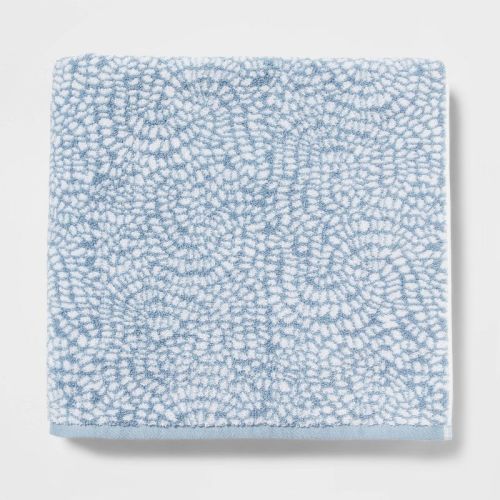 Performance Plus Bath Towel Light Blue Geo - Threshold™: Heavyweight Cotton, Jacquard Terry, OEKO-TEX Certified