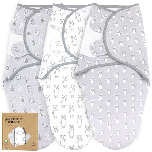 Bublo Baby Swaddles for Newborns – 3-Pack Infant Swaddles 0-3 Months – Adjustable Newborn Swaddle Sleep Sack – Soft Organic Cotton Baby Wrap for Safe & Cozy Sleep