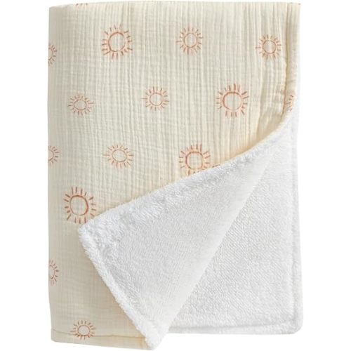 Baby Blanket 40x30 Sun - Cotton Fleece Crib Blanket Gender Neutral, Soft Breathable Nursery Stroller Blanket, Boho Sunshine Baby Blanket for Newborn Infant Toddler Boys Girls, Washable