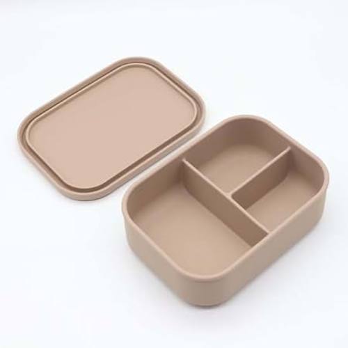 Amazon.com: Ytnjzl Insulated Lunch Bag Bento Box Fo Food Storage Silicone Lunch Box with Three Compartments Food Doesn't Leak Out Safety and Health Suitable for Adults and Suitable for children aged 6+ (Brown)