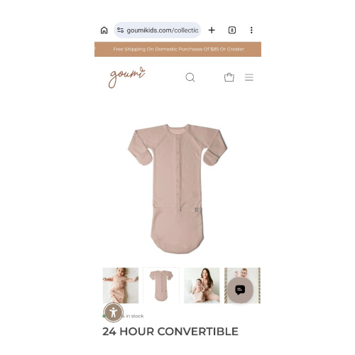 Rose Convertible Baby Gown | Organic Sleeper Preemie-6M – goumikids