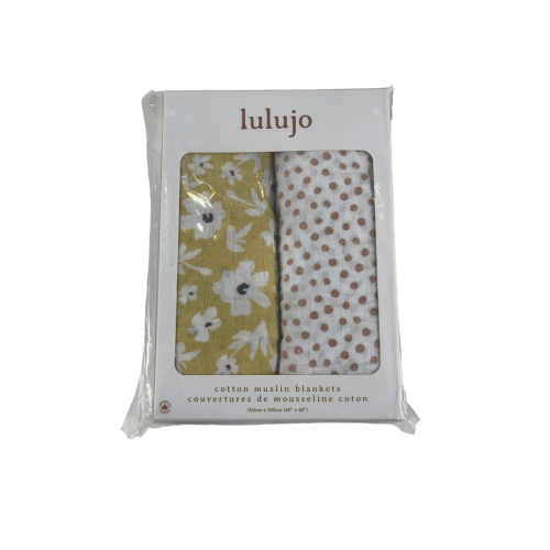 Lulujo Muslin Swaddle Blankets 2 Pack, Wild Flowers & Dots