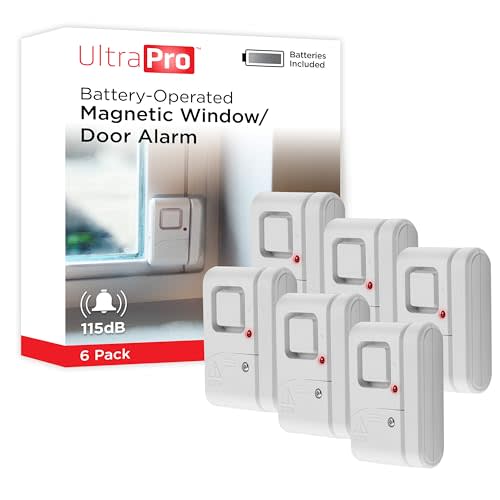 UltraPro Personal Security Window and Door Alarm, 6 Pack, Wireless Chime | DIY Protection, Burglar Alert, Easy Installation, Home Security, Ideal for Home, Garage, Apartment, White, 49721