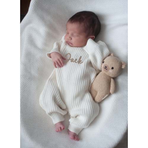 Long Ribbed Personalized Romper - White – Sweet June