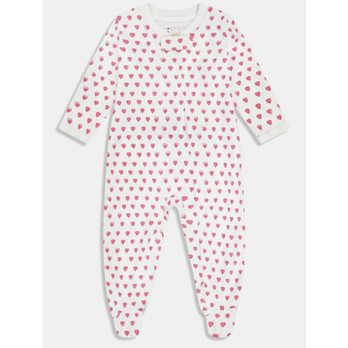 Infant Hearts Zipper Footie - 0-3 mo