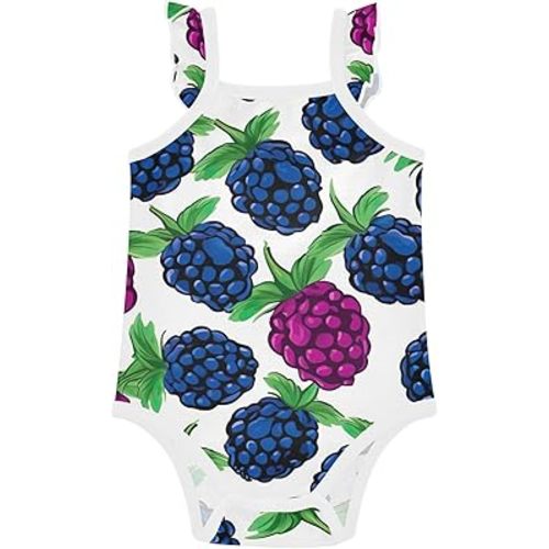 xigua Mulberry Newborn Baby Girl Bodysuit, Cotton Suspender Sleeveless Romper for Summer