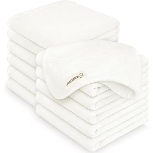 12pk Cotton Baby Washcloths for Newborn Organic Cotton Muslin (Soft White)