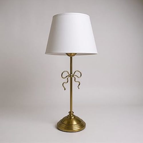 Gold Bow Desk Lamp – Coquette Aesthetic Table Lamp for Bedroom, Vanity & Desk Decor, Soft Warm Light, Adjustable Lamp for Study, Reading & Makeup – Cute Feminine Bow Accent (Gold)