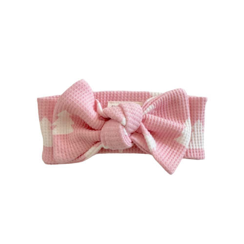 Organic Waffle Knot Bow, Pink Christmas Trees – SpearmintLOVE