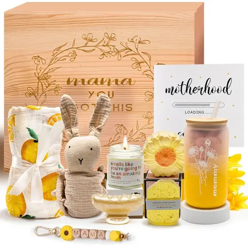 New Mom Gifts,New Mummy Care Package After Baby,Pregnancy Gifts Basket for Expecting Mom,First Time Mothers Day Gift for New Mom Birthday Spa Gifts for Women