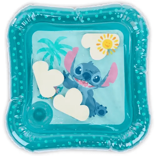 Bright Starts Disney Baby Stitch Water Mat, Making Waves Tummy Time Play Mat, 3 Floating Toys, Newborn+