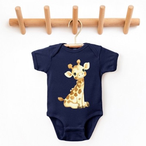 Watercolor Giraffe - Baby Short Sleeve Bodysuit