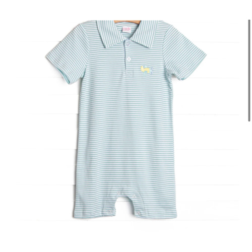 Up In the Sky Pima Embroidered Short Romper, Mint – Stitchy Fish