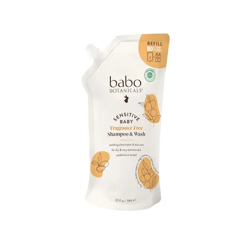 Babo Botanicals Sensitive Baby Fragrance-Free 2-in-1 Shampoo & Wash - Shea Butter, Calendula & Aloe Vera - EWG Verified - Cruelty-Free - Vegan - Pediatrician Tested - For Babies & Kids