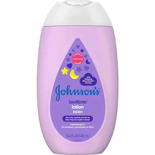 Johnson's Moisturizing Bedtime Baby Lotion with Coconut Oil & NaturalCalm Aromas to Help Relax Baby, Hypoallergenic & Free of Parabens, Phthalates & Dyes, Mild Baby Skin Care, 13.6 fl. oz
