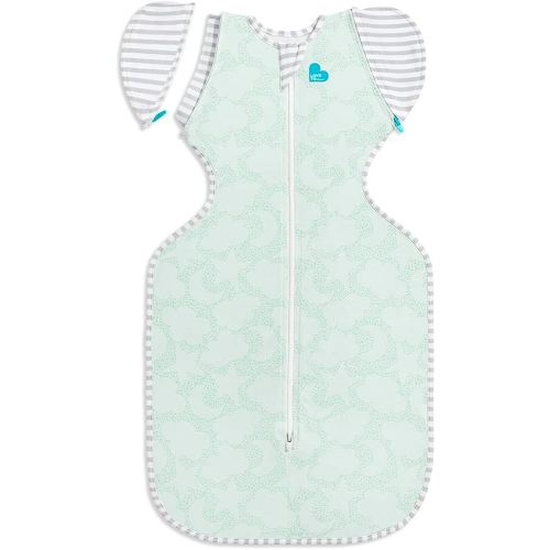 Love to Dream Transition Bag Organic 1.0 TOG, Celestial Dot Mint, Medium, 13-19 lbs., Patented Zip-Off Wings, Gently Help Baby Safely Transition from Being swaddled to arms Free Before Rolling Over