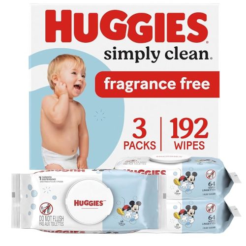 Huggies Simply Clean Baby Wipes, Unscented, 3 Packs, 192 Wipes