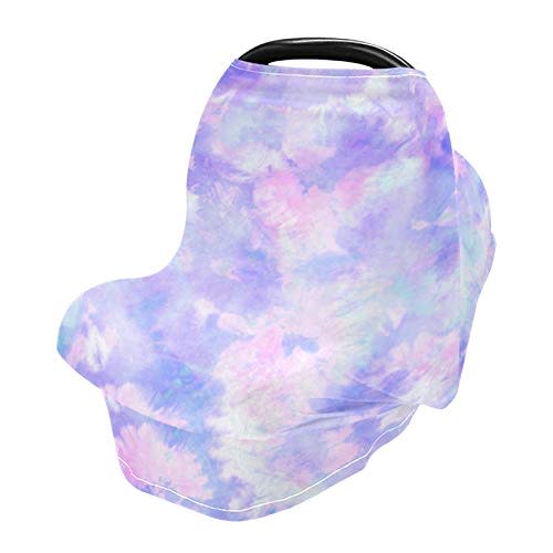 Nursing Cover Breastfeeding Scarf Rainbow Tie Dye Baby Car Seat Covers Floral Pastel Soft Breathable Infant Carseat Canopy Stroller Cover for Boys Girls