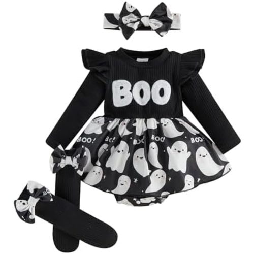 Giraropa Baby Girl Fall Winter Clothes Long Sleeve Romper Dress + Socks + Headband Newborn Infant Cute Casual Outfits