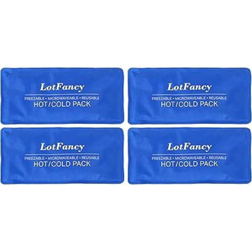 LotFancy Ice Pack for Injuries, 4 Reusable Hot Cold Packs for Therapy, Cooling or Heating Gel Pad for First Aid, Back, Shoulder, Neck, Head, Feet Pain Relief, 10.5 x 5 Inches