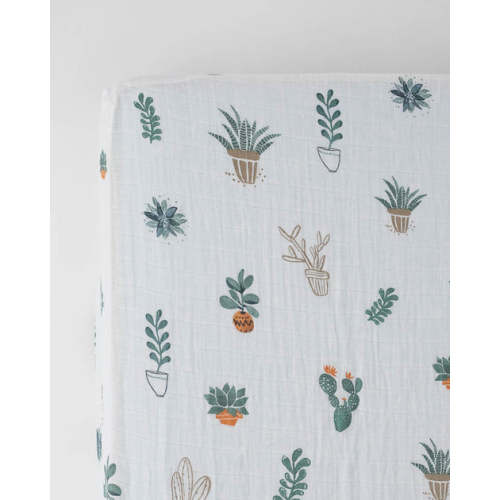 Cotton Muslin Crib Sheet - Prickle Pots– Little Unicorn USA