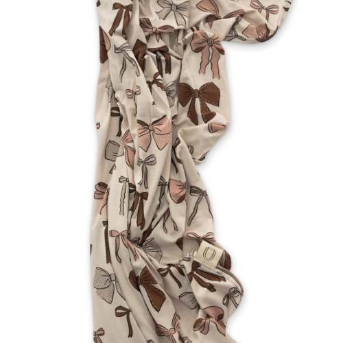 Bows Bamboo Stretchy Swaddle – Soft & Breathable Newborn Baby Blanket by Ellie Sue