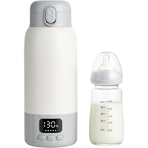 17oz Portable Bottle Warmer for Travel, Milk Warmer, Portable Water Warmer for Breastmilk & Formula, Bottle Warmer On The Go, Fast and Even Heating, Leakproof, with Adapter