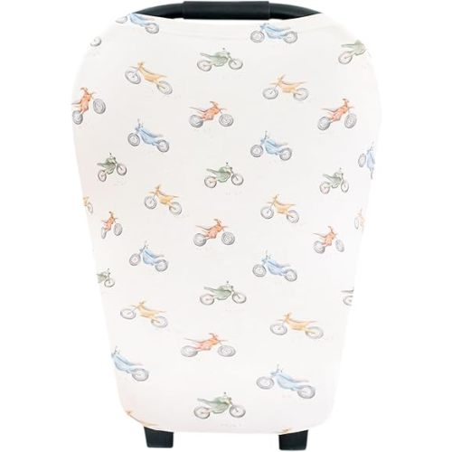 Baby Car Seat Cover Canopy and Nursing Cover Multi-Use Stretchy 5 in 1 Gift "Ryder" by Copper Pearl