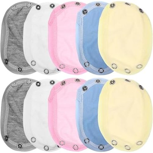 Ipetboom 10Pcs Baby Bodysuit Extender Snaps Soft Comfortable Jumpsuit Crotch Extenders for Toddler Double-Layer Utility Patch for Adjustable Fit 4.72X3.14In