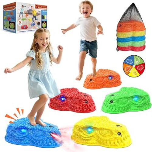 Dino Roaring Mist Spraying Light up Stepping Stones for Kids, Dinosaur Toys