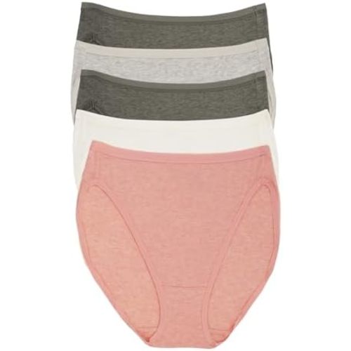 Felina Women's Organic Cotton Stretch Hi Cut Panty 5-Pack Underwear