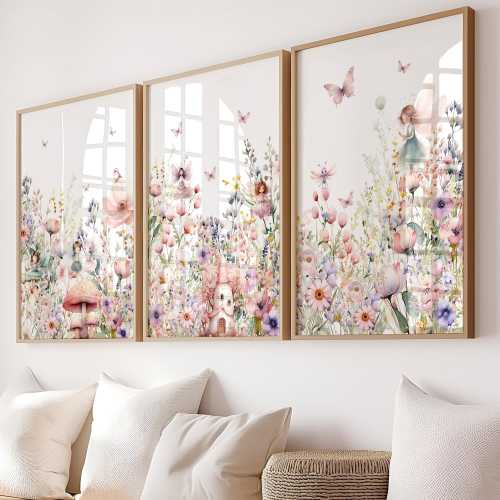 Fairy Garden Nursery Prints: Whimsical Boho Wildflower Art