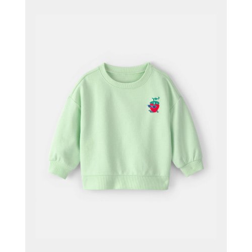 Baby Girl Strawberry French Terry Pullover Sweatshirt - Green | Carter's