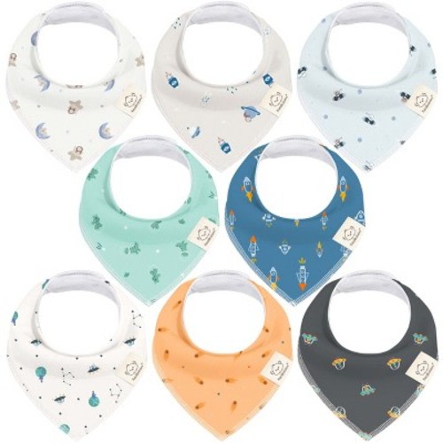 8pk Organic Baby Bandana Bibs, Baby Drool Bibs for Baby Boy, Girl, Baby Bibs for Infant, Newborn